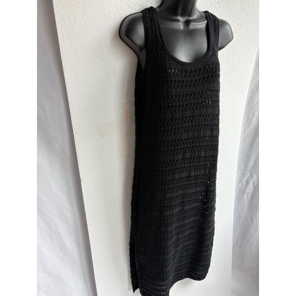 Old Navy Cotton Fitted Sleeveless Crochet Swim Cover Up Midi Dress Black Size M - Picture 4 of 12